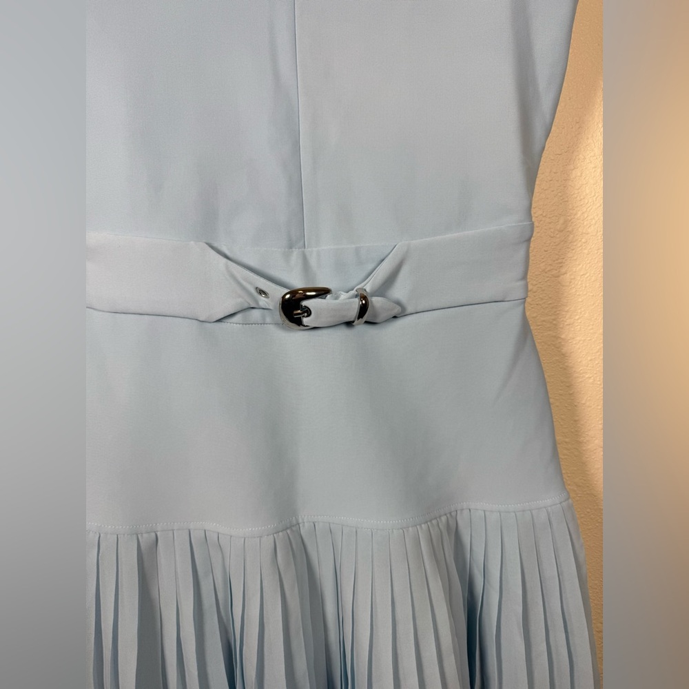 Carbon38 Light Blue Pleated Hem Sleeveless Dress - Picture 3 of 10